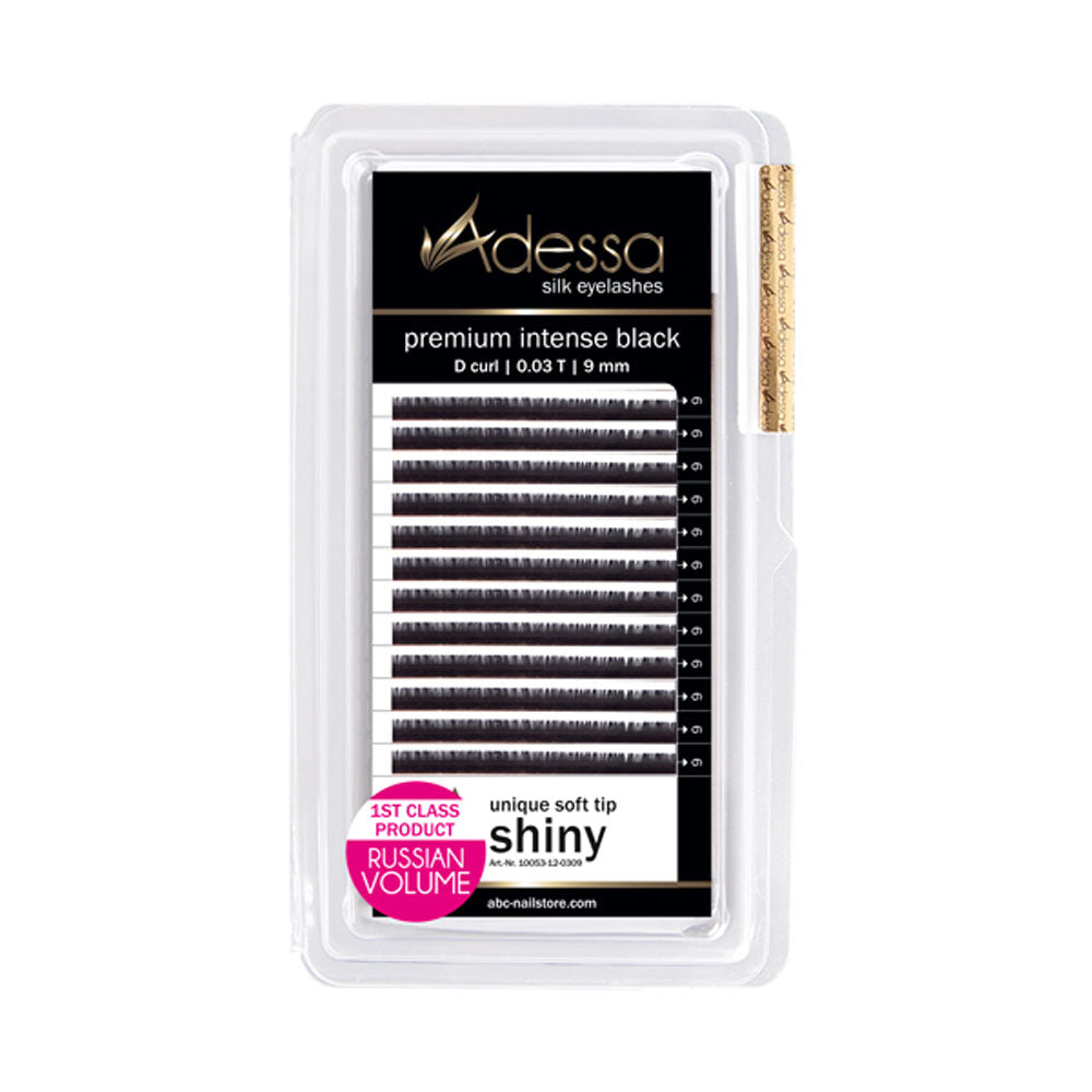 D curl, 0,03 / 9 mm Adessa Silk Lashes premium intense black Art.10053-12-0309