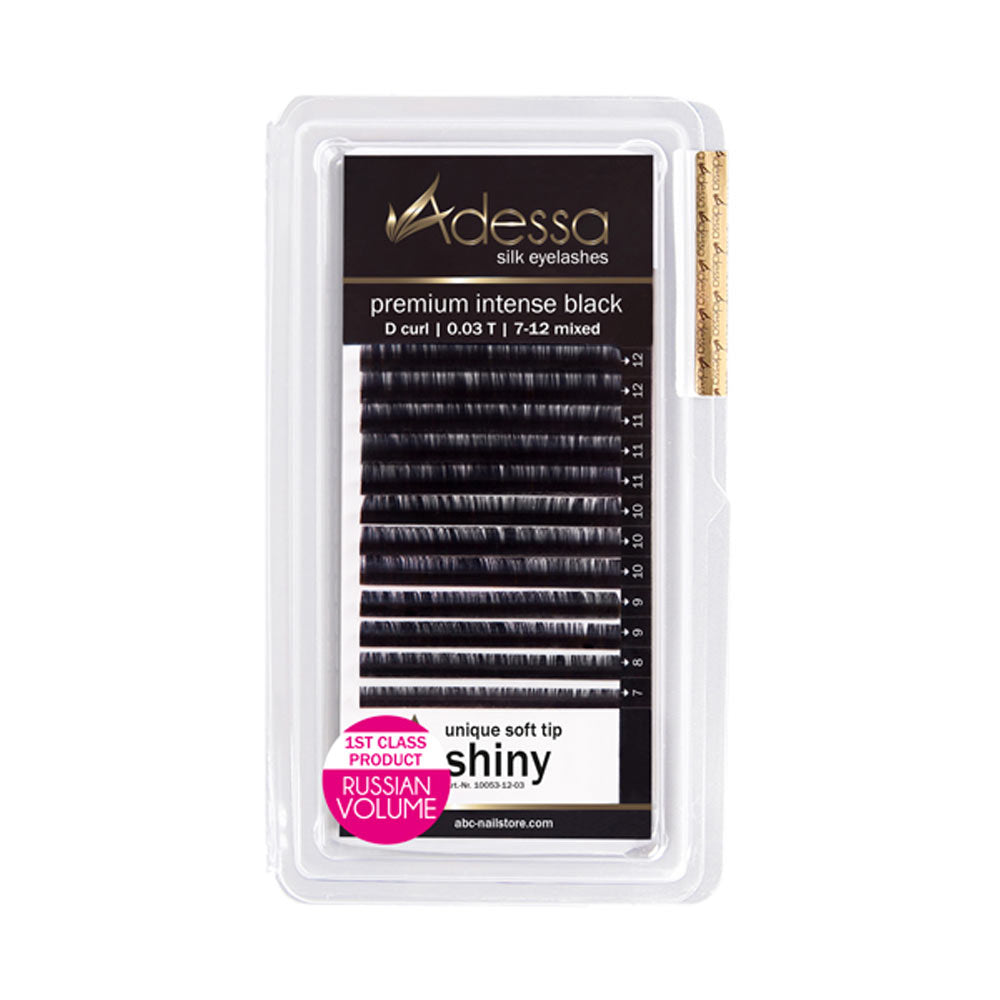 Curvatura D, mista 0,03/7 - 12 mm Adessa Silk Lashes premium nero intenso Art.10053-12-03
