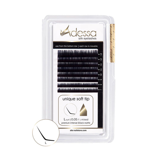 L-Curl, Stärke 0,05, mixed, 7-13mm Adessa Silk Lashes premium intense black matte Art.10024-08-05