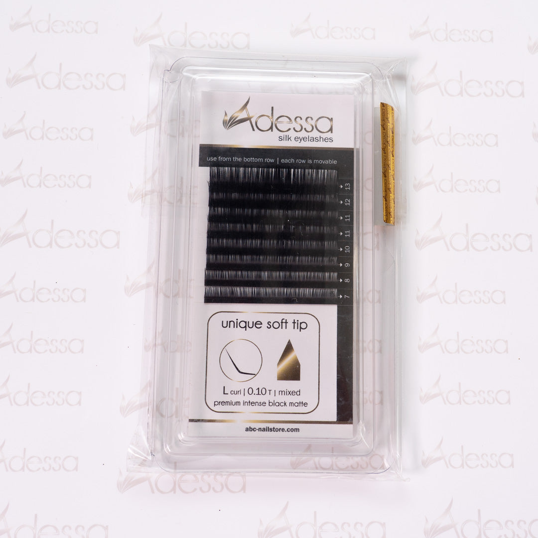 L-Curl, Stärke 0,20, misto, 7-13mm Adessa Silk Lashes premium intenso nero opaco Art.10024-08-20