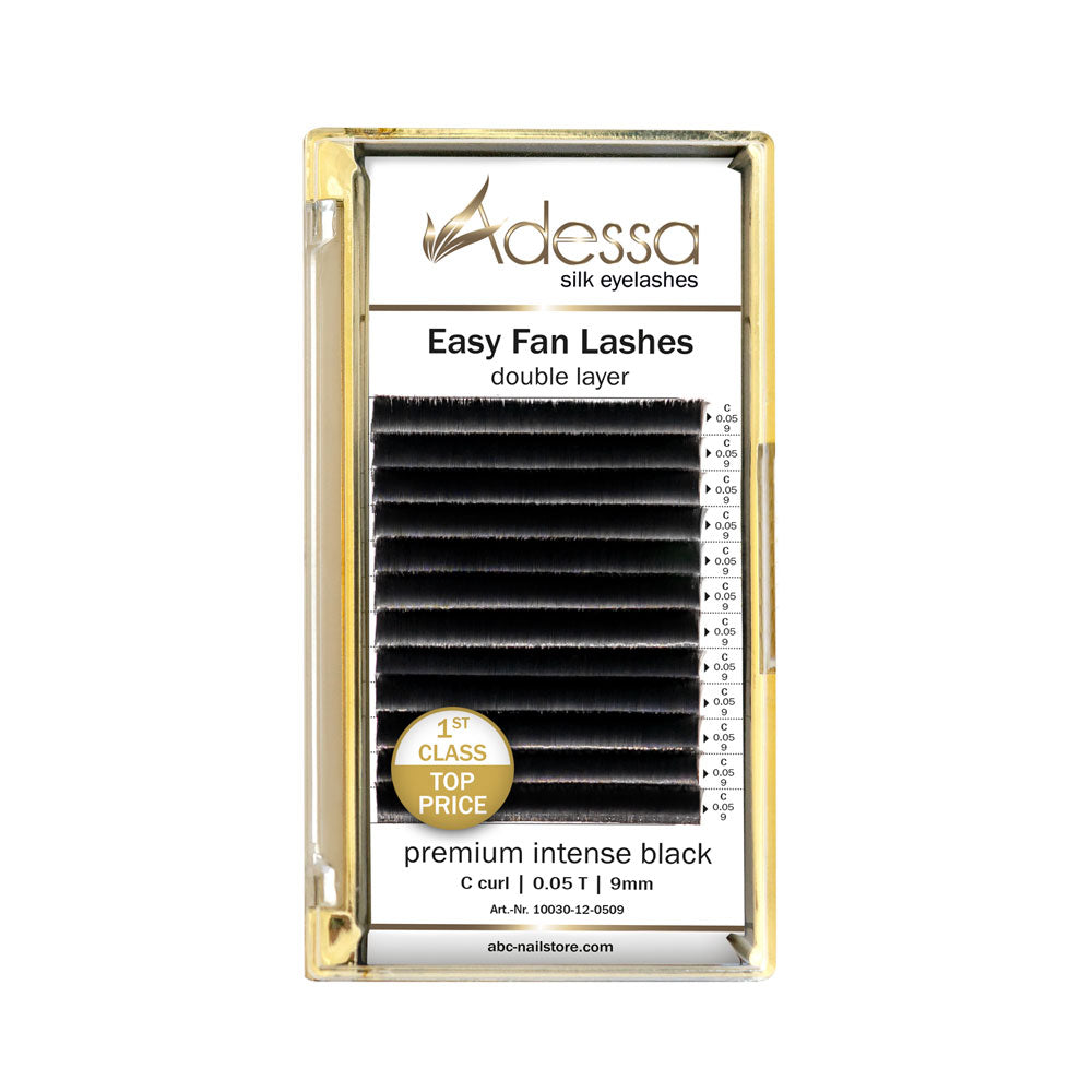 C curl, 0,05/9 mm Adessa Easy Fan Lashes premium intense black Art.10030-12-0509