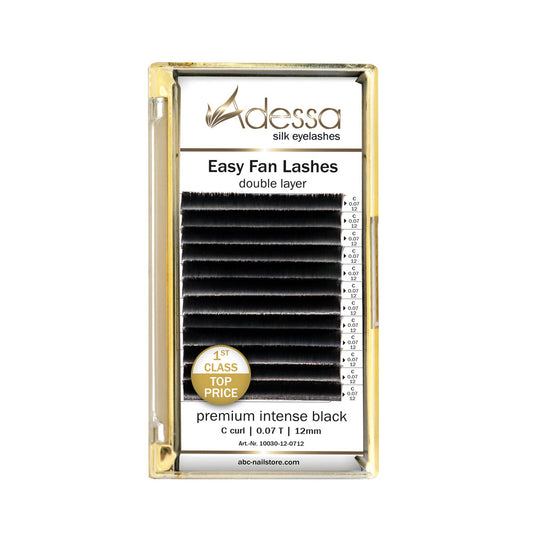 C curl, 0,07/12 mm Adessa Easy Fan Lashes premium intense black Art.10030-12-0712