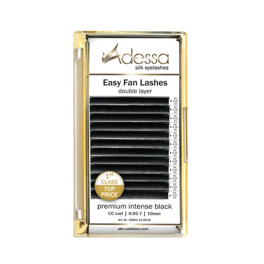 Curvatura CC, 0,05/10 mm Adessa Easy Fan Lashes premium nero intenso Art.10031-12-0510