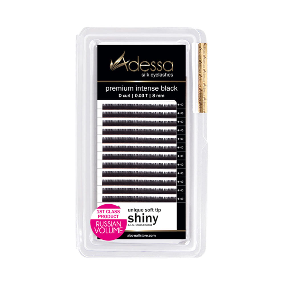 Curvatura D, 0,03 / 8 mm Adessa Silk Lashes premium nero intenso Art.10053-12-0308