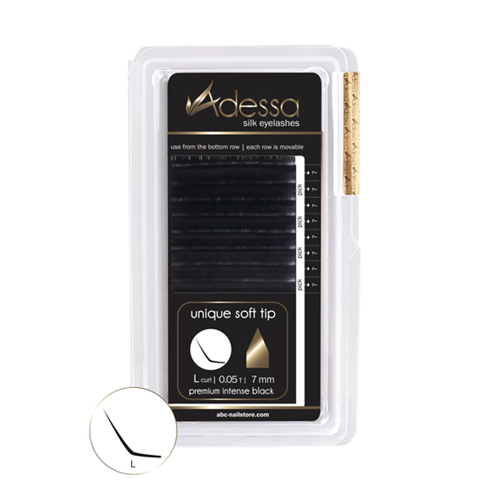 L-Curl, 0,05 / 7mm Adessa Silk Lashes premium intense black Art.10054-08-0507