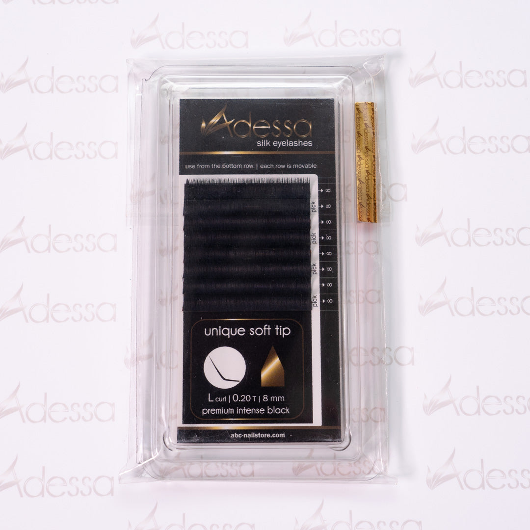 L-Curl, 0,20 / 8mm Adessa Silk Lashes premium intense black Art.10054-08-2008