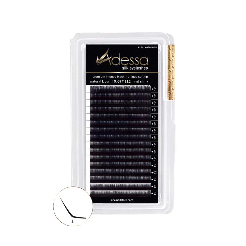 L-Curl, 0,07 / 12mm Adessa Silk Lashes premium intense black Art.10054-16-0712