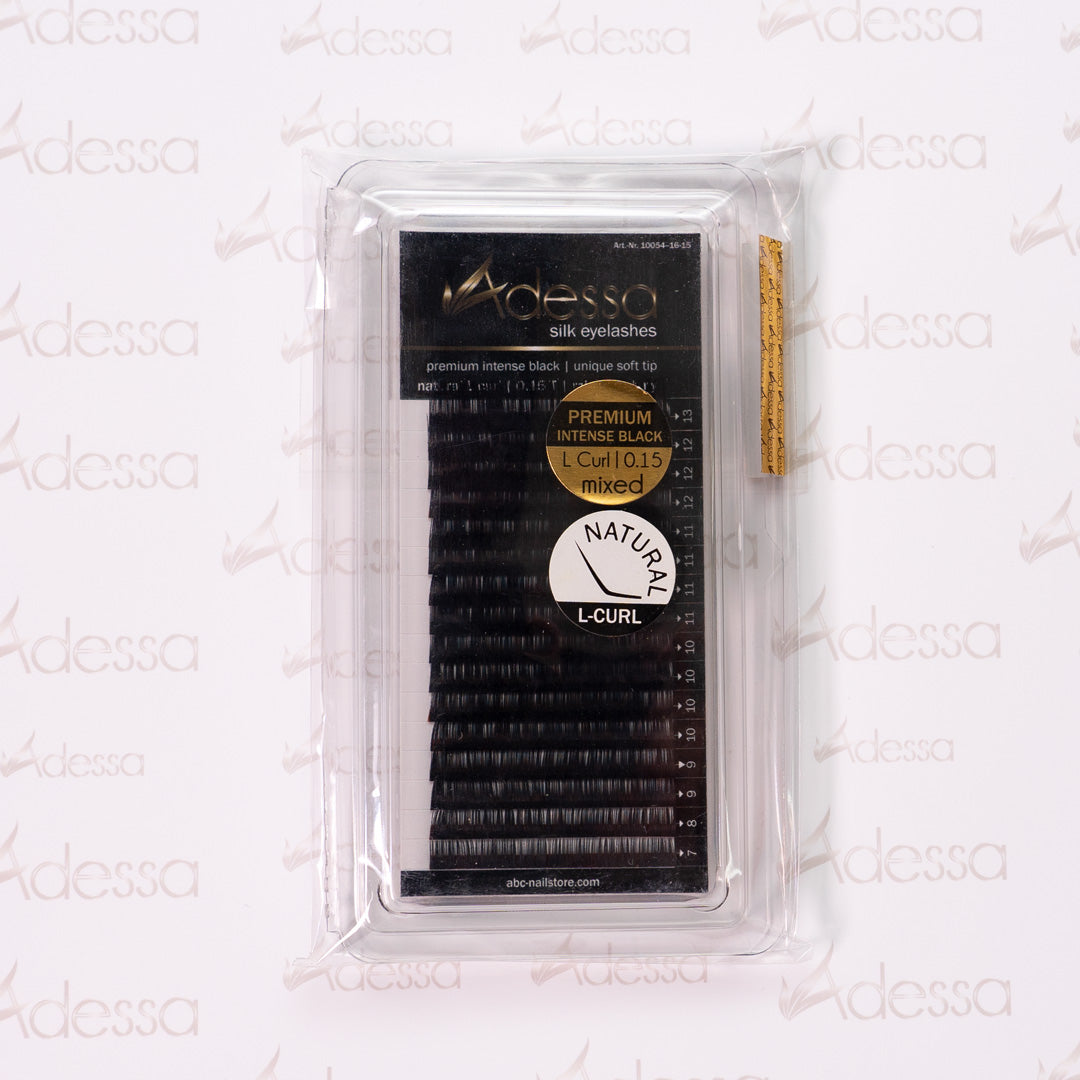 L-Curl, 0,15 / 7-13mm Adessa Silk Lashes premium intense black Art.10054-16-15