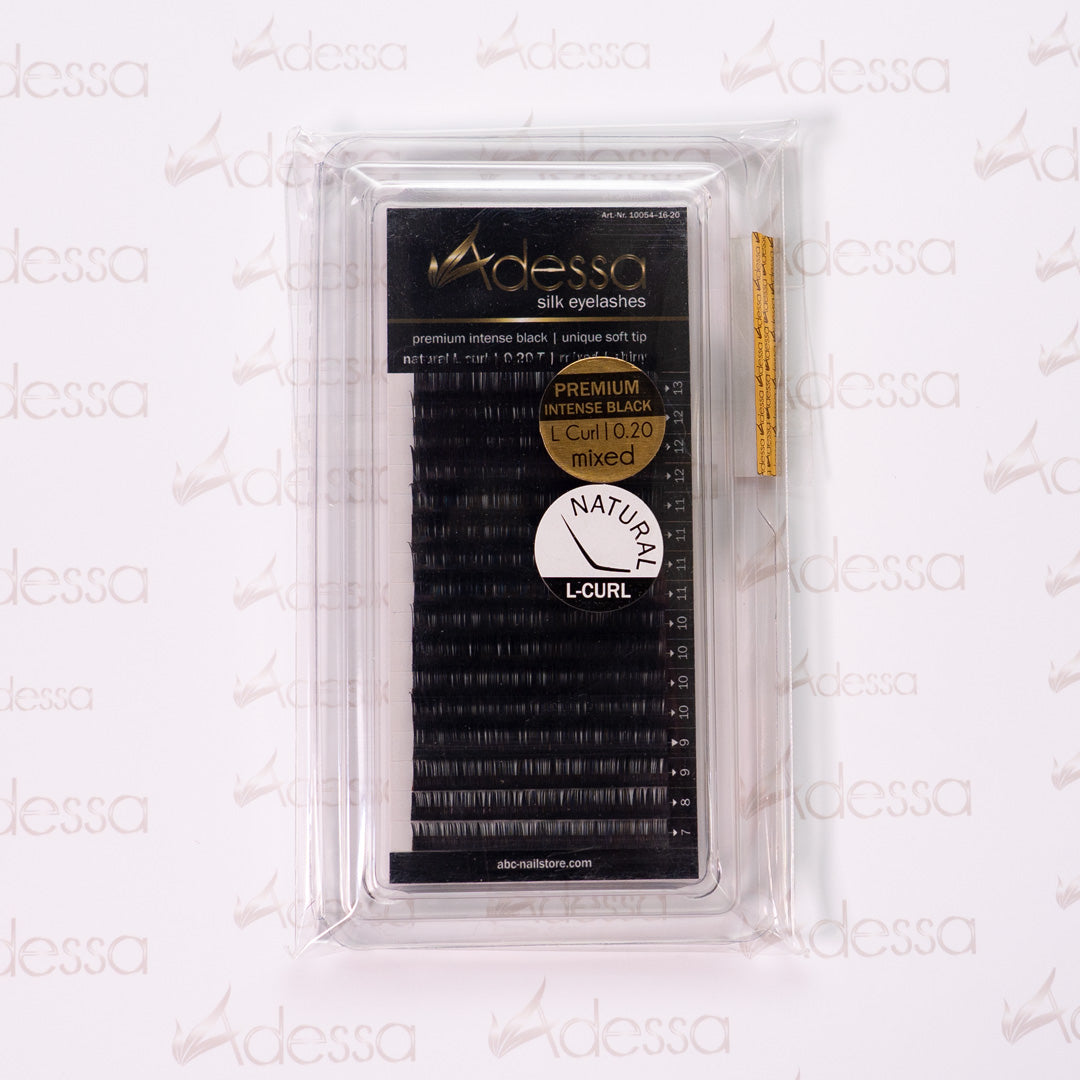 L-Curl, 0,20/7-13mm Adessa Silk Lashes premium intense black Art.10054-16-20