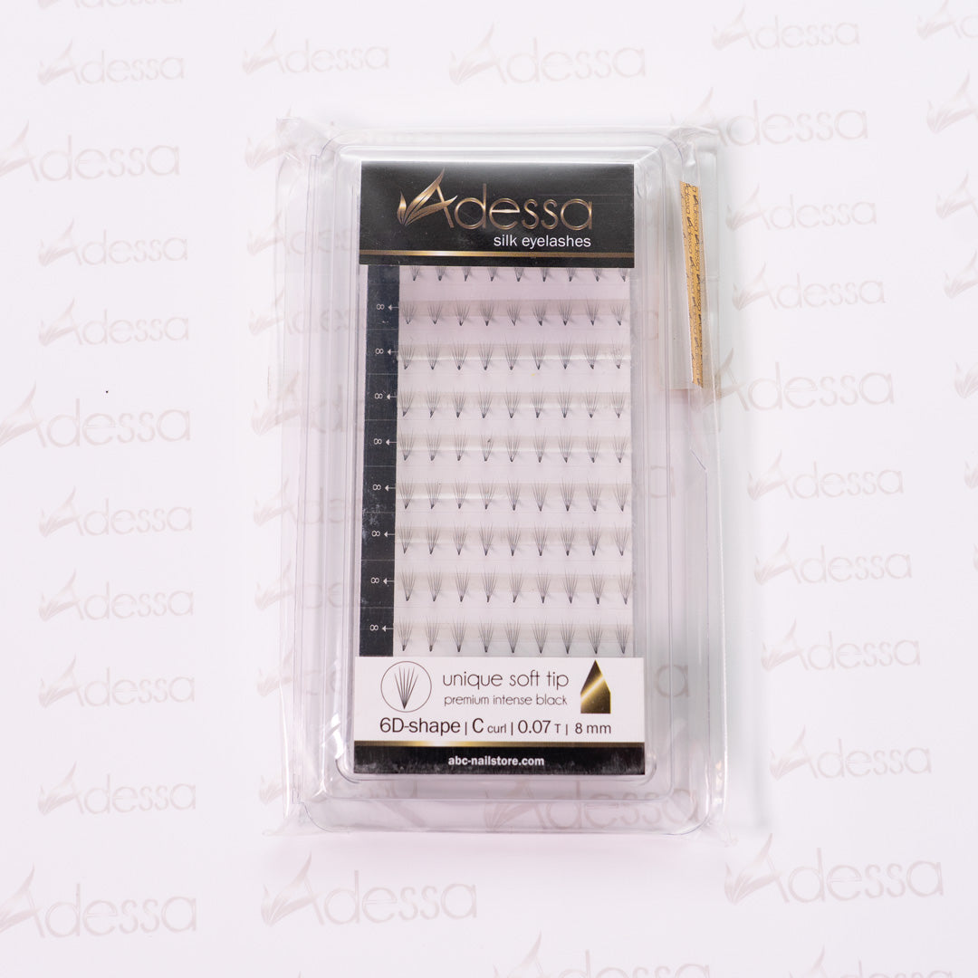 Adessa Silk Lashes premium 6D shape, tray C curl,  0,07 / 8mm Art.10057-12-0708