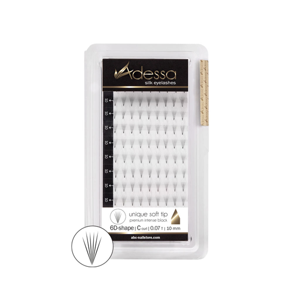 Adessa Silk Lashes premium 6D shape, tray C curl,  0,07 / 10mm Art.10057-12-0710