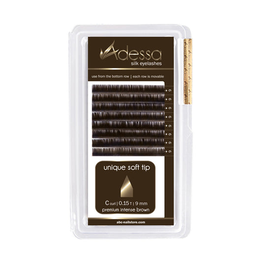 Adessa Silk Lashes vassoio premium marrone intenso lucido, curvatura a C, 0,15 / 9mm Art.10061-08-1509