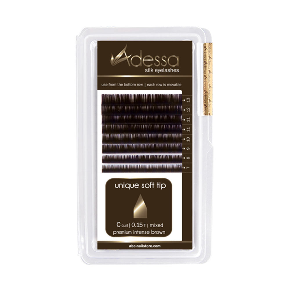 Adessa Silk Lashes vassoio misto premium marrone intenso lucido, curvatura C, 0,15/7 - 13mm Art.10061-08-15