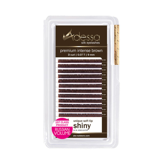 Adessa Silk Lashes vassoio premium marrone intenso lucido, curvatura D, 0,07 / 9mm Art.10063-12-0709