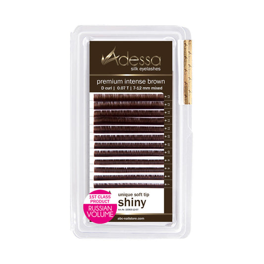 Adessa Silk Lashes vassoio misto premium marrone intenso lucido, curvatura D, 0,07/7 - 12 mm Art.10063-12-07