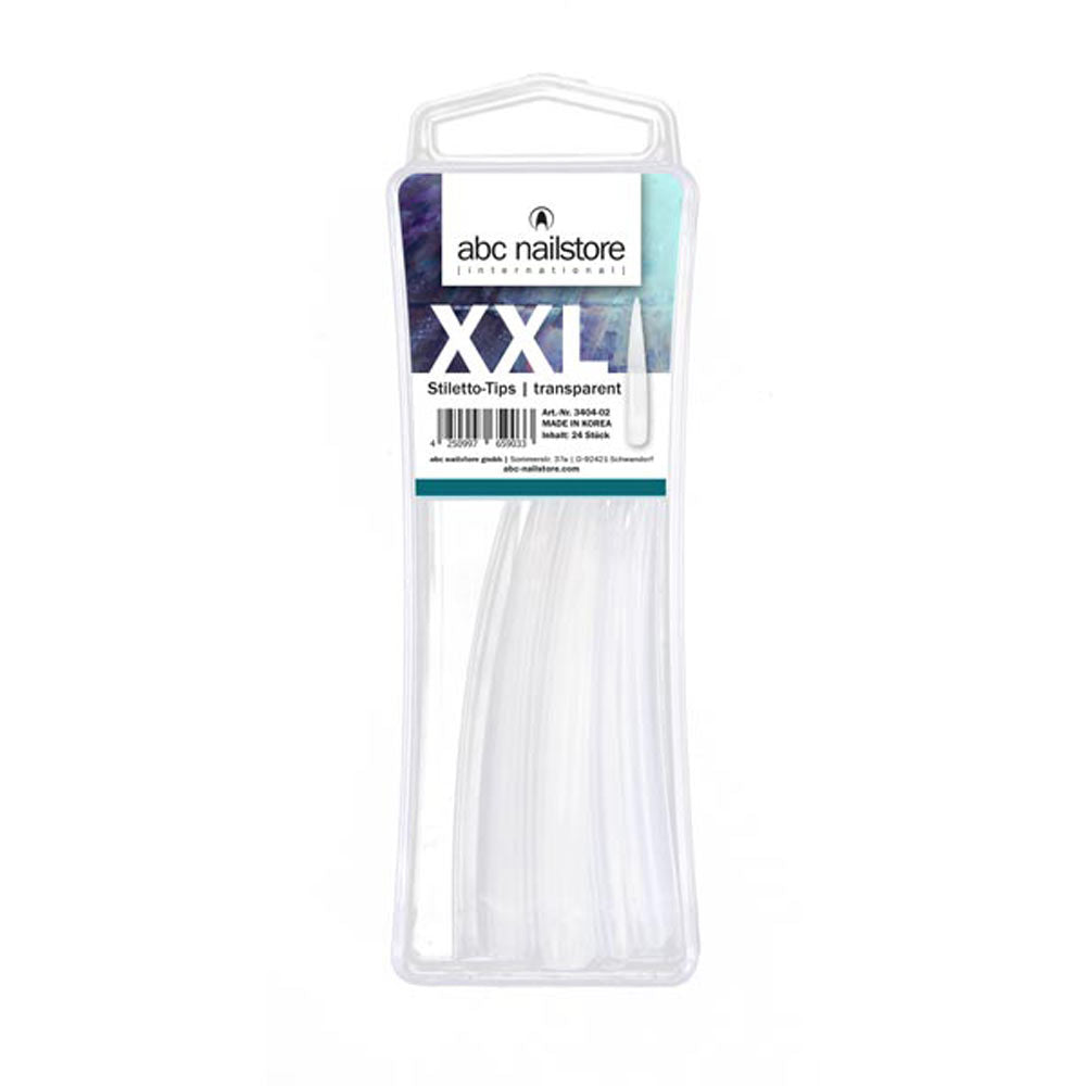 XXL Stiletto-Tips transparent, 24 Stück Art.3404-02