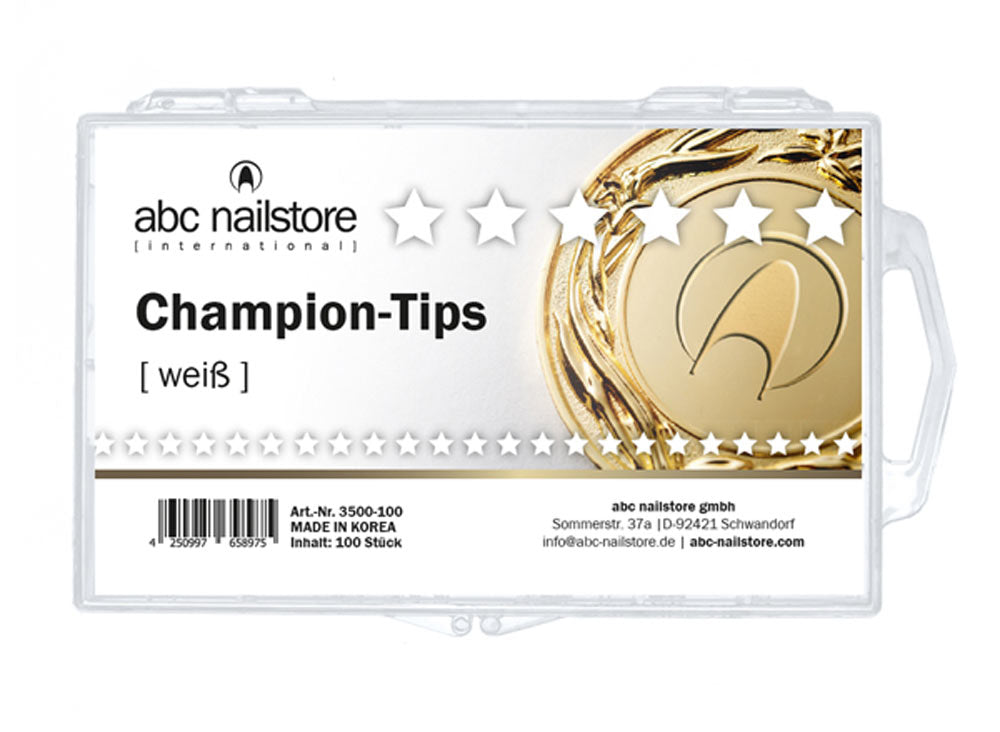 abc Nailstore Nail Tips Champion White, scatola di tip da 100 pezzi Art.3500-100